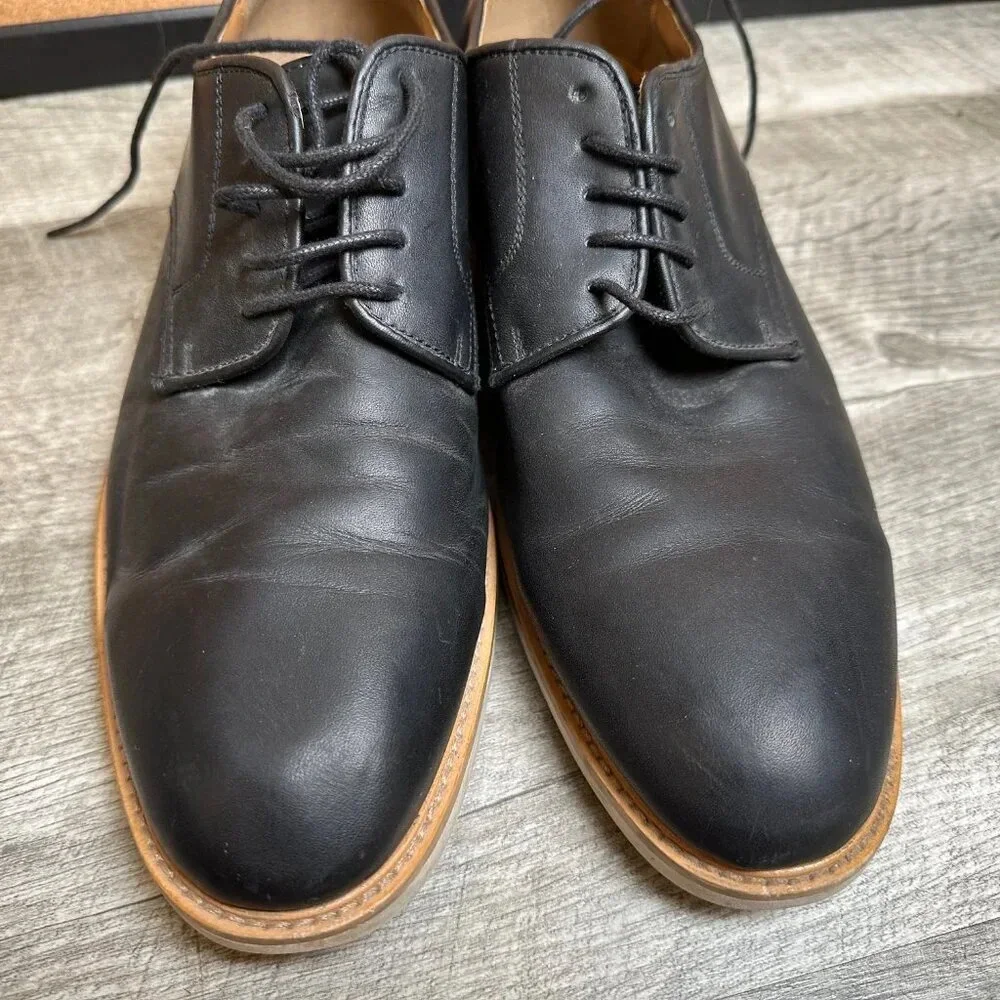 Blake McKay Black Leather Dress Shoes with White Bottom Rubber Outsole Size 9